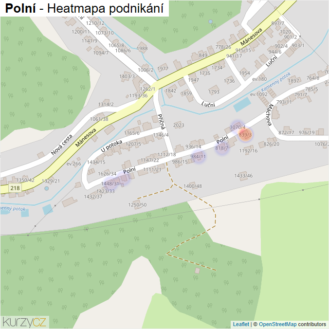 Mapa Polní - Firmy v ulici.