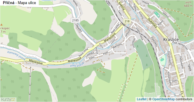 Příčná - mapa ulice
