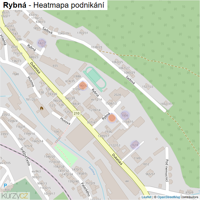 Mapa Rybná - Firmy v ulici.