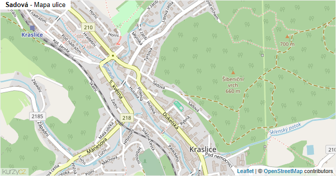 Sadová - mapa ulice