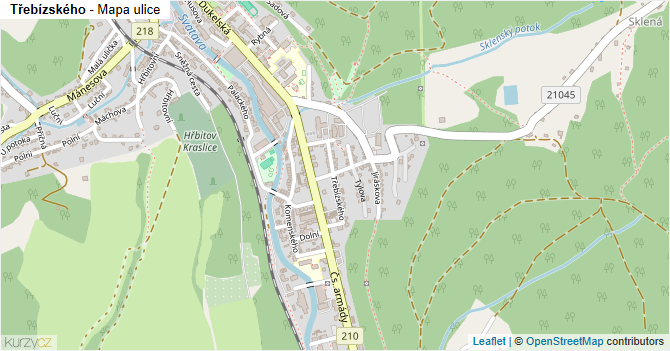 Třebízského - mapa ulice
