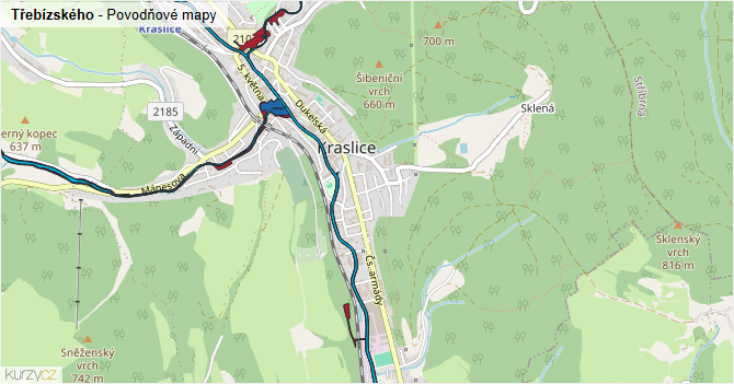 Třebízského - záplavové mapy stoleté vody
