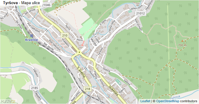 Tyršova - mapa ulice