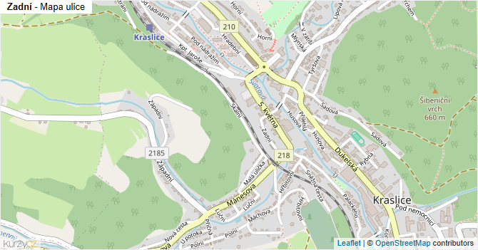 Zadní - mapa ulice