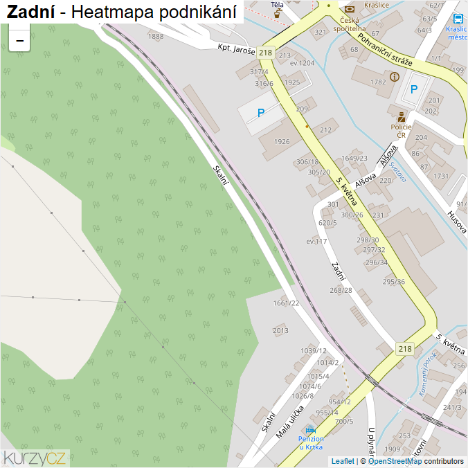Mapa Zadní - Firmy v ulici.