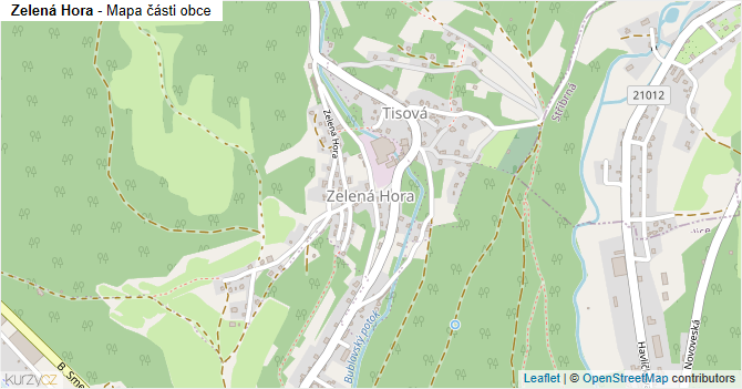 Zelená Hora - mapa části obce