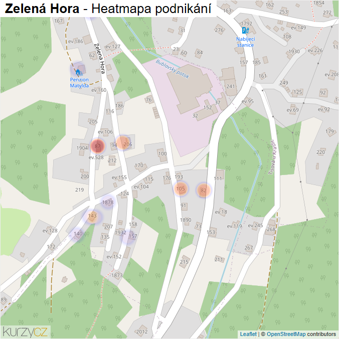 Mapa Zelená Hora - Firmy v části obce.