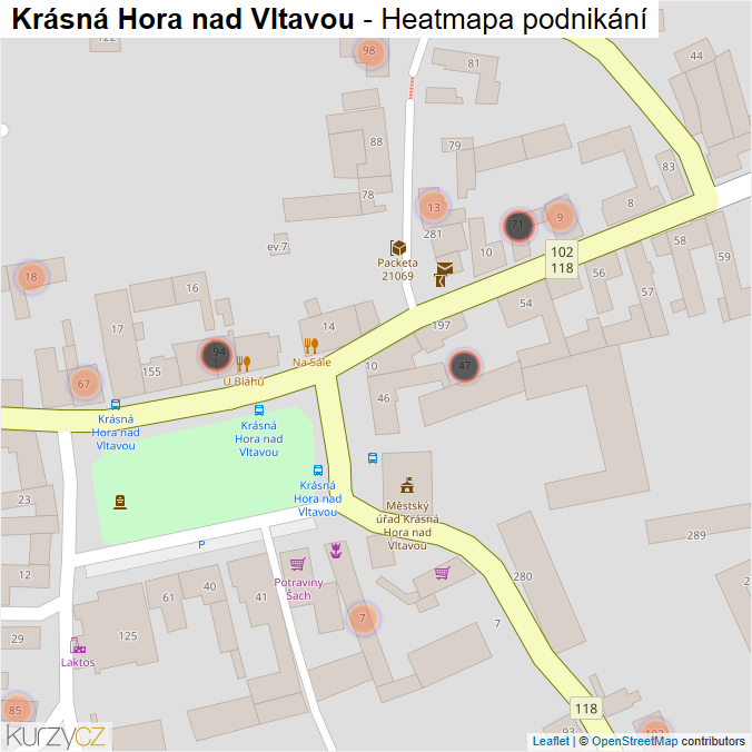 Mapa Krásná Hora nad Vltavou - Firmy v obci.