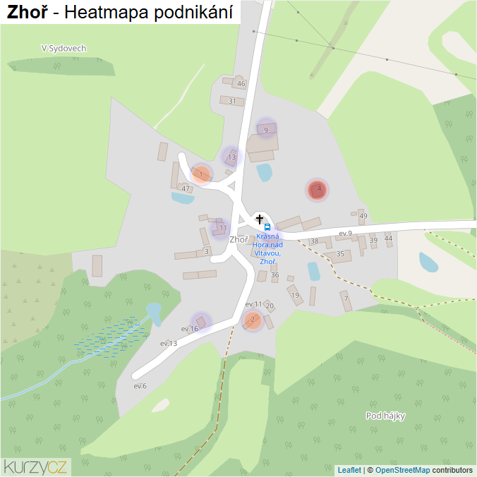 Mapa Zhoř - Firmy v části obce.
