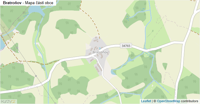 Bratroňov - mapa části obce
