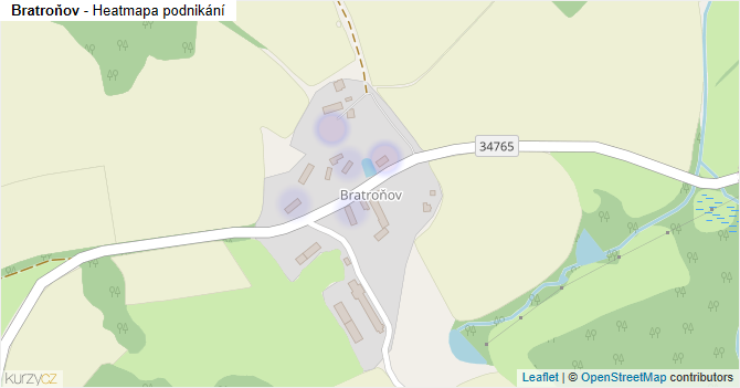 Bratroňov - mapa podnikání