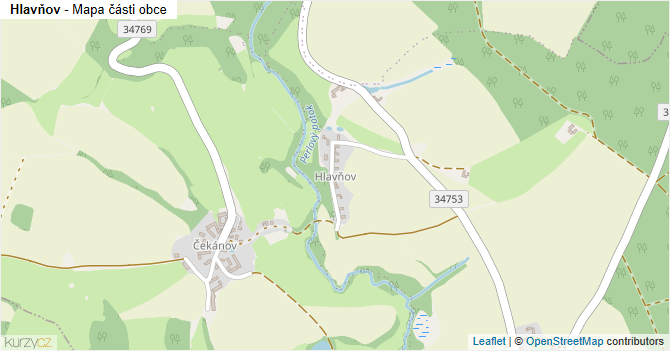 Hlavňov - mapa části obce