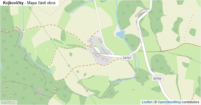Kojkovičky - mapa části obce