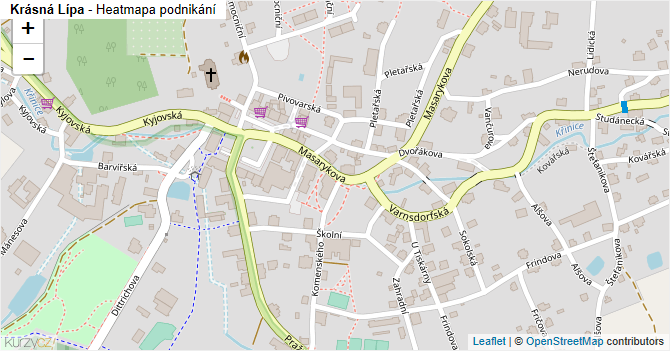 Krásná Lípa - mapa podnikání