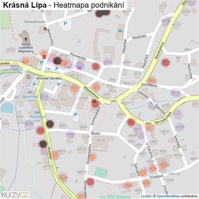 Mapa Krásná Lípa - Firmy v obci.