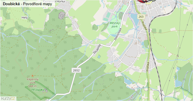 Doubická - záplavové mapy stoleté vody