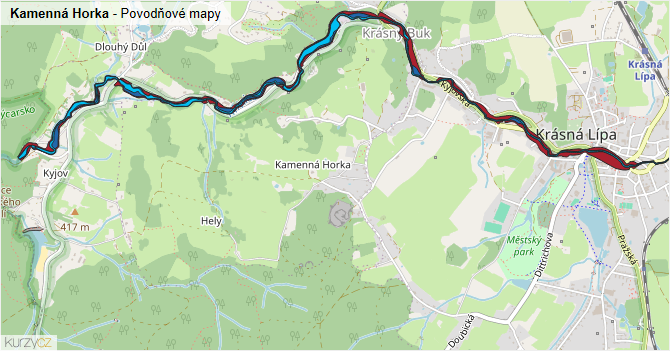 Kamenná Horka - záplavové mapy stoleté vody