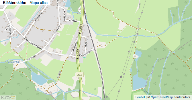 Klášterského - mapa ulice