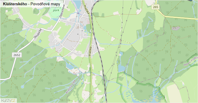 Klášterského - záplavové mapy stoleté vody