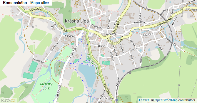 Komenského - mapa ulice