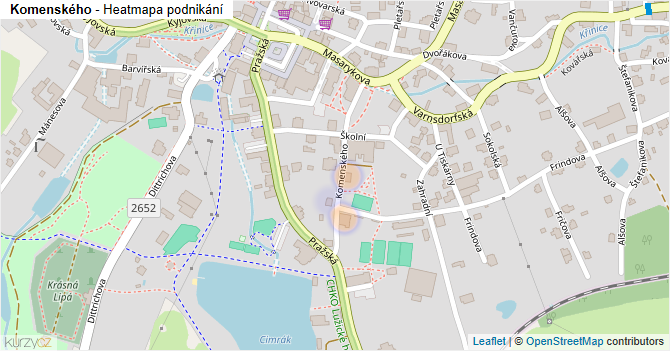Komenského - mapa podnikání
