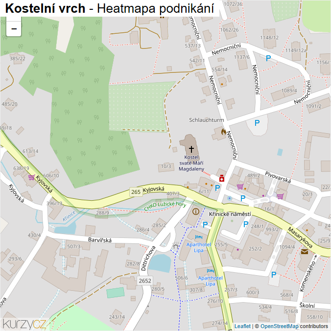 Mapa Kostelní vrch - Firmy v ulici.