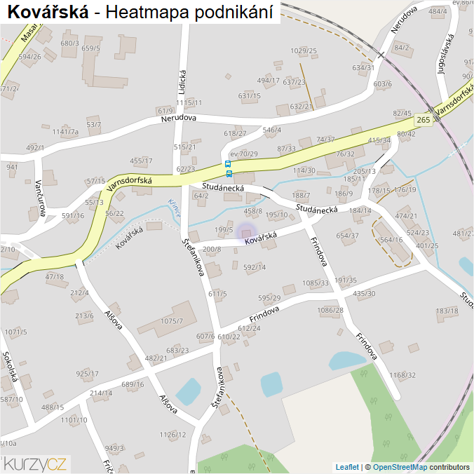 Mapa Kovářská - Firmy v ulici.
