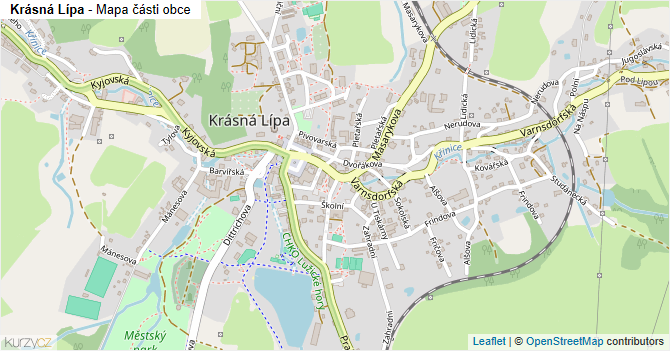 Krásná Lípa - mapa části obce