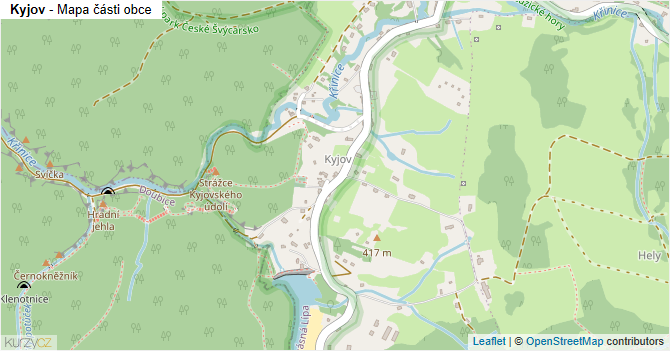 Kyjov - mapa části obce