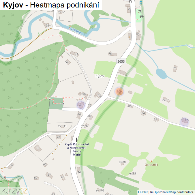 Mapa Kyjov - Firmy v části obce.