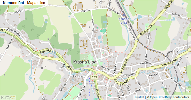 Nemocniční - mapa ulice