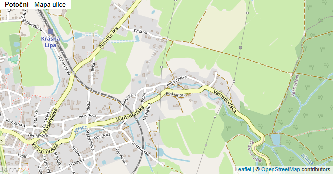 Potoční - mapa ulice