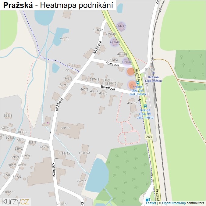 Mapa Pražská - Firmy v ulici.