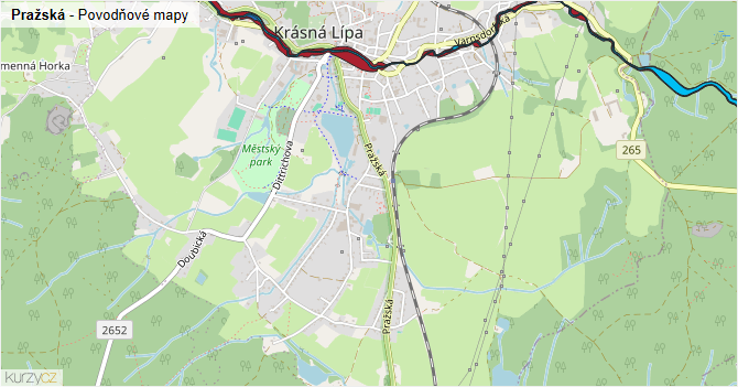 Pražská - záplavové mapy stoleté vody