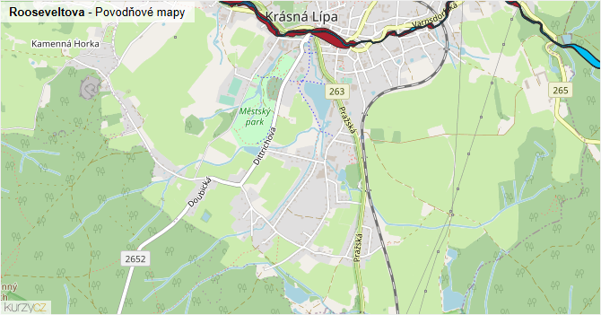 Rooseveltova - záplavové mapy stoleté vody