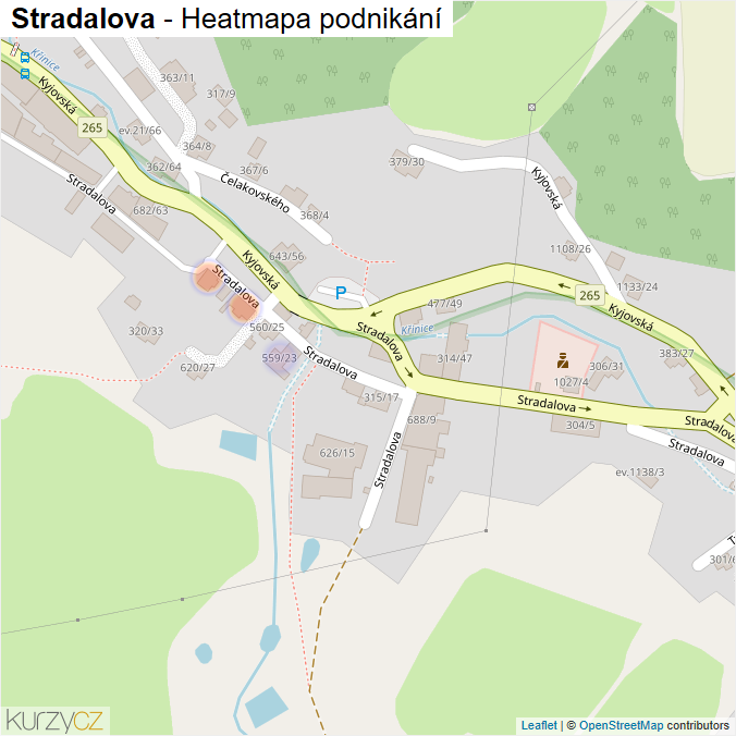 Mapa Stradalova - Firmy v ulici.