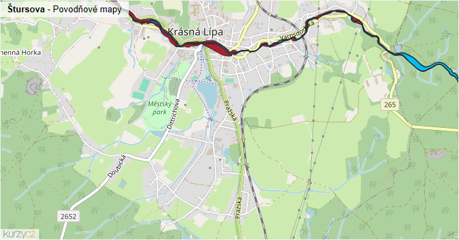 Štursova - záplavové mapy stoleté vody