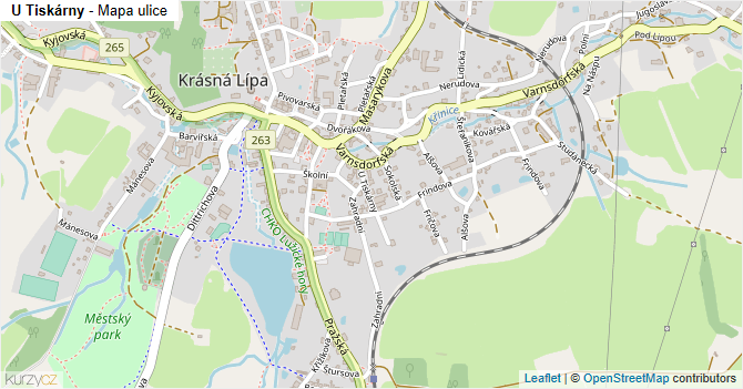 U Tiskárny - mapa ulice