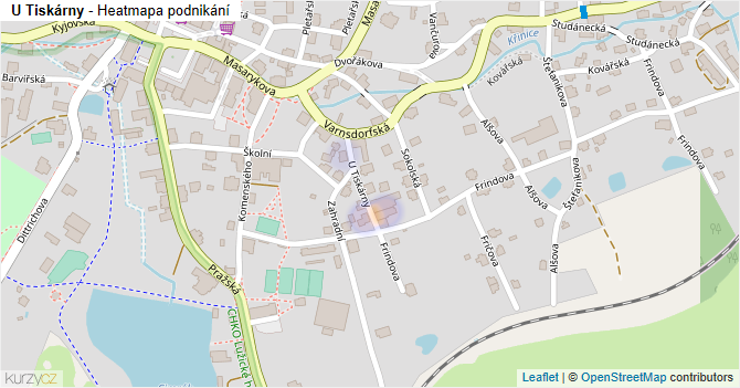 U Tiskárny - mapa podnikání