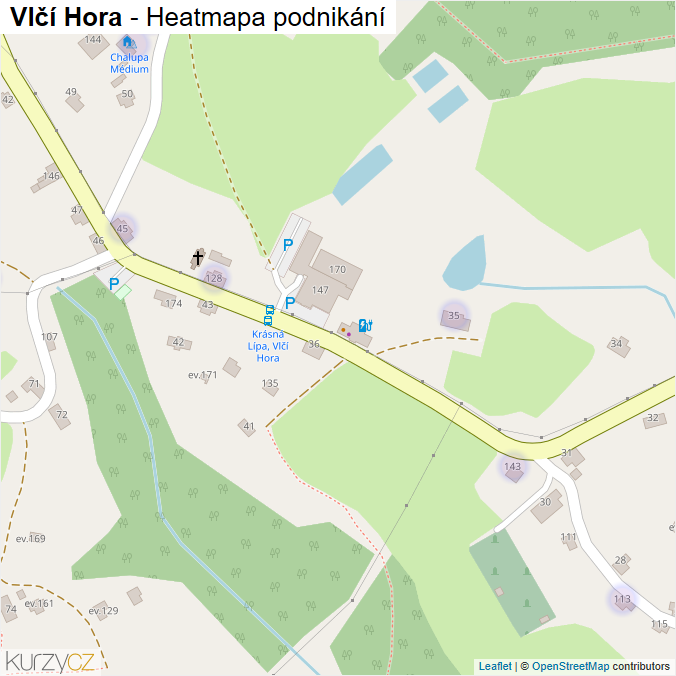 Mapa Vlčí Hora - Firmy v části obce.