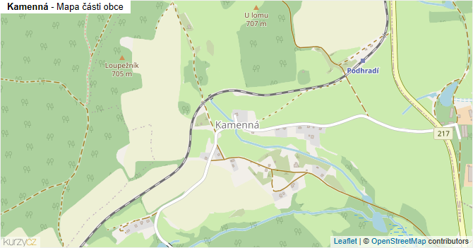 Kamenná - mapa části obce