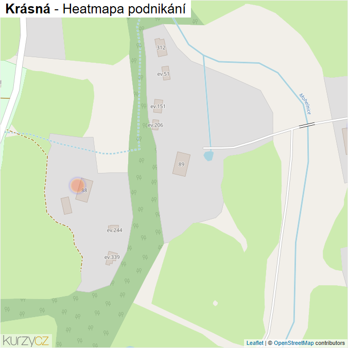 Mapa Krásná - Firmy v obci.