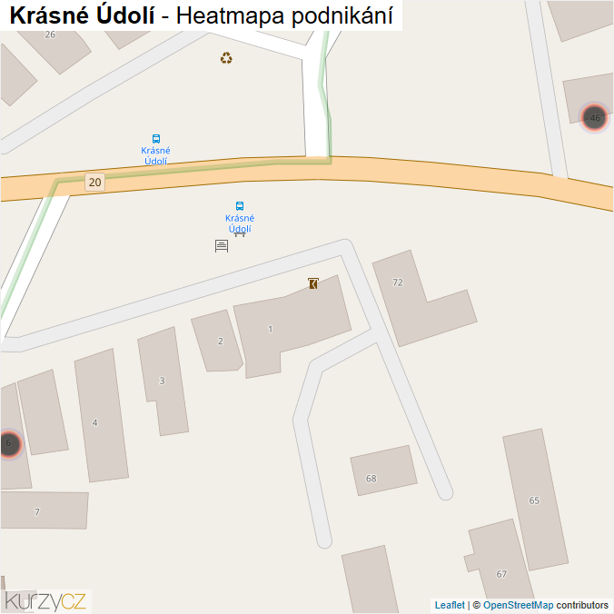 Mapa Krásné Údolí - Firmy v obci.