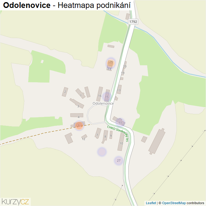 Mapa Odolenovice - Firmy v části obce.