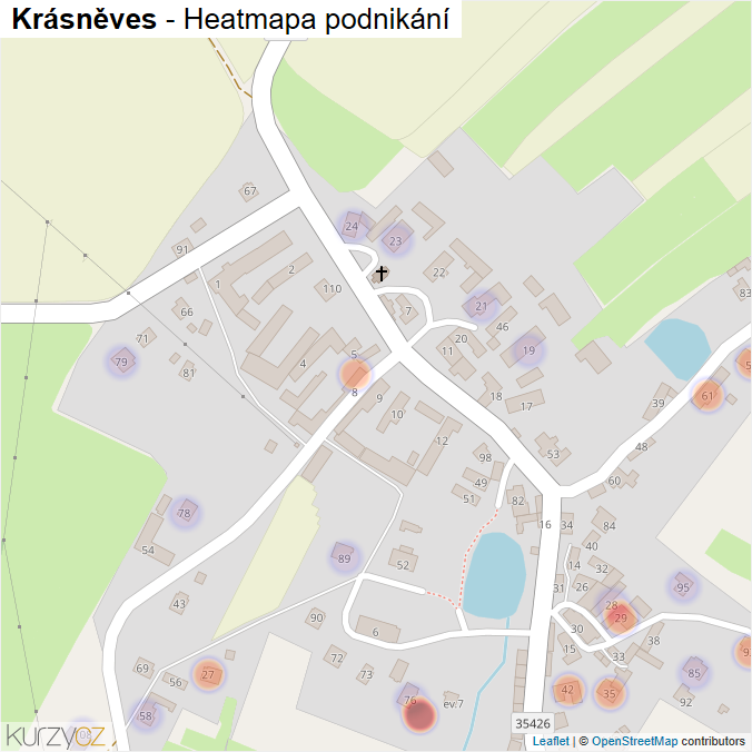 Mapa Krásněves - Firmy v části obce.