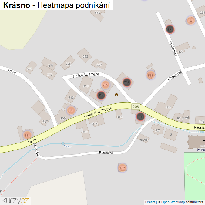 Mapa Krásno - Firmy v obci.