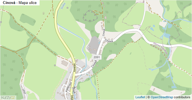 Cínová - mapa ulice