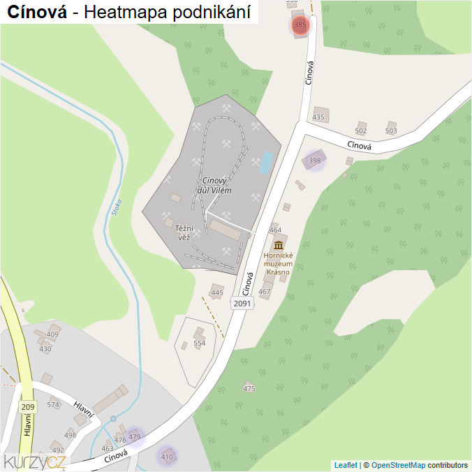 Mapa Cínová - Firmy v ulici.
