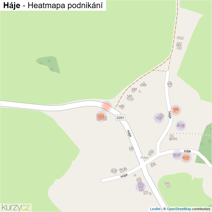 Mapa Háje - Firmy v ulici.