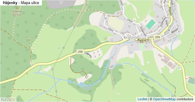 Hájenky - mapa ulice